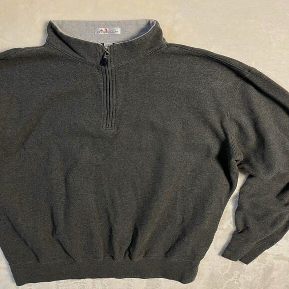 Peter Millar 1/4 Zip Pullover Mens L Gray Soft Cotton Sweater Golf Jumper Lounge - Picture 2 of 8